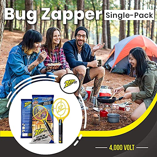 ZAP IT!! Exterminador eléctrico de insectos Raqueta eléctrica exterminadora de insectos, matamoscas y matamosquitos - Carga USB de 4000 voltios, Luz LED superbrillante para golpear en la oscuridad