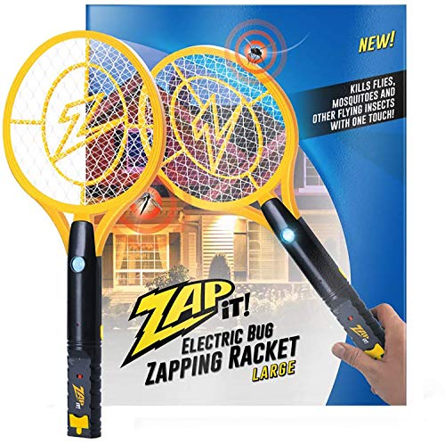 ZAP IT!! Exterminador eléctrico de insectos Raqueta eléctrica exterminadora de insectos, matamoscas y matamosquitos - Carga USB de 4000 voltios, Luz LED superbrillante para golpear en la oscuridad