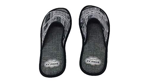 Zapatillas de Estar por casa/Biorelax/Primavera-Verano/Periódico/Color Gris/Puntera Abierta/con Cámara de Aire/Talla 44
