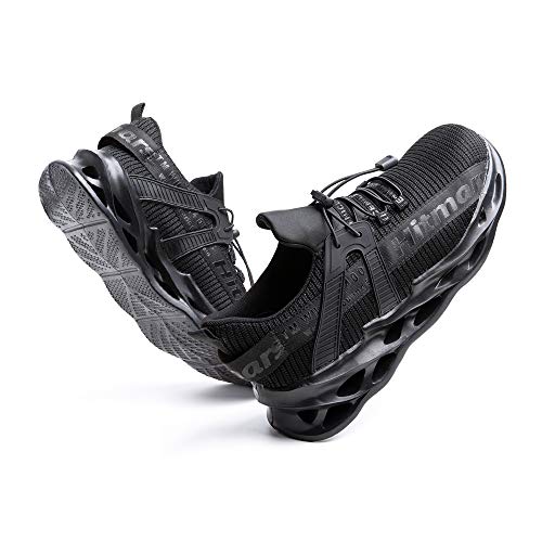 Zapatos de Seguridad Hombre Punta de Acero Botas de Seguridad Mujer Deportiva Zapatillas Trabajo Unisex Antideslizante Respirable Negro Talla 45