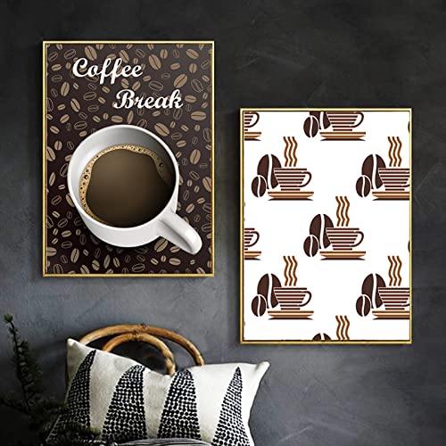zhaoyangeng Vintage Europa Coffee Break Canvas Print Paintings Póster de Cocina Pop Wall Art Pictures Restaurant Home Decor - 40x50cmx2 Sin Marco