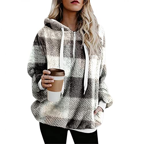 Zilosconcy Mujer Sudaderas con Capucha Caliente Felpa Suéter Jersey Mujer Otoño Invierno Talla Grande Hoodie Sudadera Suelto Manga Larga Outwear Hoodie