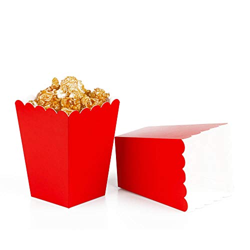 ZYOOO Cajas de palomitas de maíz rojas Cartón Caramelo Fiesta, 24pcs