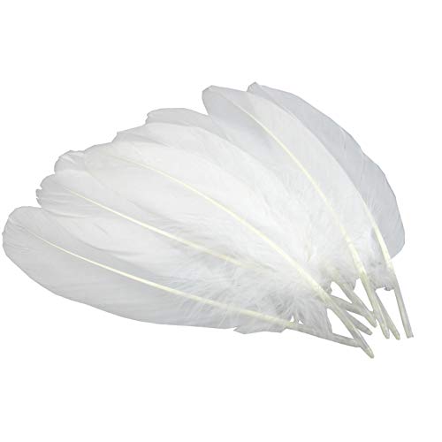 100 plumas de ganso blanco puro de 15 a 9 pulgadas de color blanco puro, accesorios de manualidades para manualidades de jardín de infancia grandes plumas para el hogar, bodas