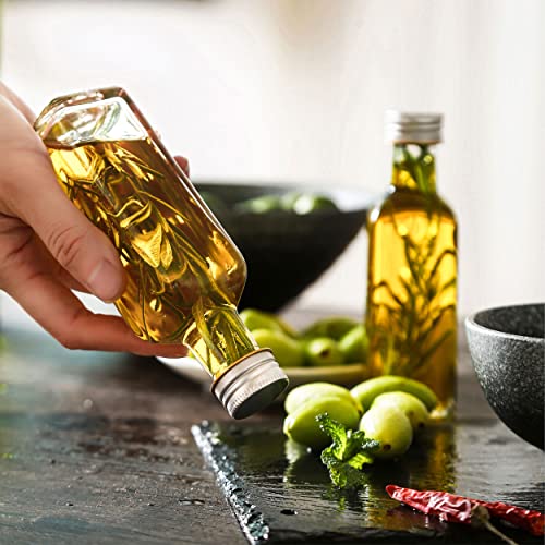 12 Botellas de Cristal de 100ml - Con Tapon de Rosca - Con 12 Etiquetas y Marcador de Tiza - Vacias - Mini Botellitas