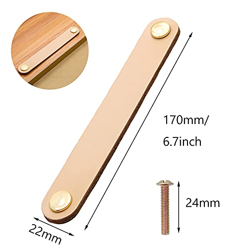 4 piezas manijas de cuero muebles tiradores de cajón de cuero Tirador de puerta de armario cuero Tiradores para Cajones Vintage con Tornillos Usado para Muebles de Cocina y Puertas