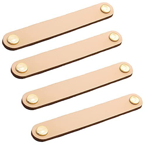 4 piezas manijas de cuero muebles tiradores de cajón de cuero Tirador de puerta de armario cuero Tiradores para Cajones Vintage con Tornillos Usado para Muebles de Cocina y Puertas