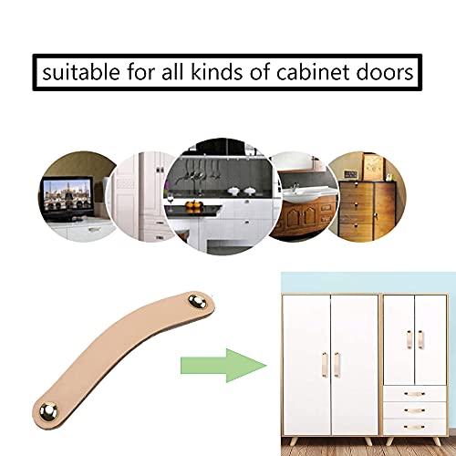 4 piezas manijas de cuero muebles tiradores de cajón de cuero Tirador de puerta de armario cuero Tiradores para Cajones Vintage con Tornillos Usado para Muebles de Cocina y Puertas