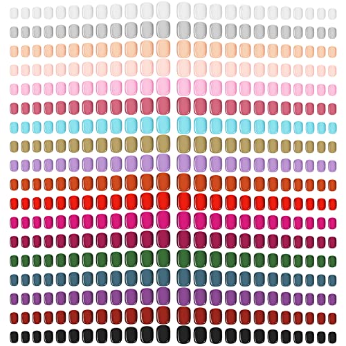 432 Piezas Uñas Postizas Cortas a Presión Puntas de Uñas Artificiales de Cubierta Completa de Plástico Uñas Falsas de Pegar de Colores Sólidos Brillantes Uñas de Gel Retro para Mujer