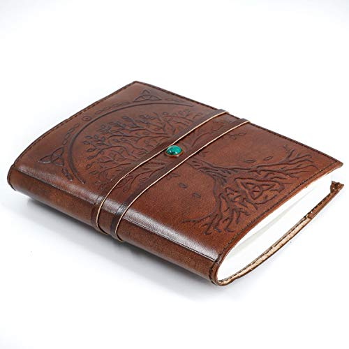 5 x 7 árbol de la vida diario de cuero hecho a mano, cuaderno de escritura/cuaderno diario encuadernado para hombres y mujeres papel sin forro, tamaño mediano