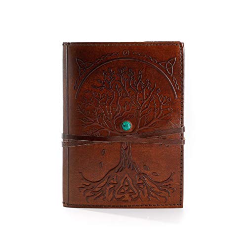 5 x 7 árbol de la vida diario de cuero hecho a mano, cuaderno de escritura/cuaderno diario encuadernado para hombres y mujeres papel sin forro, tamaño mediano