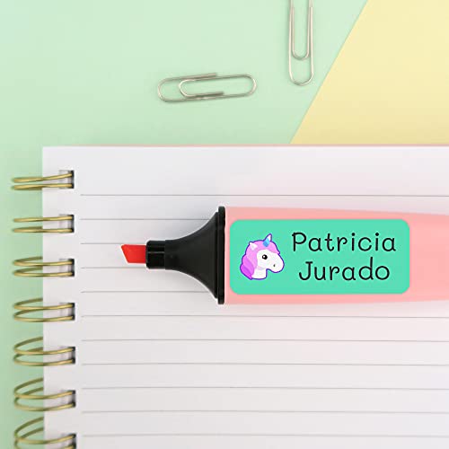 50 Etiquetas adhesivas para marcar objetos 6 x 2 cm. Pegatinas para marcar libros y material escolar para guarderias y colegios (FANTASY)