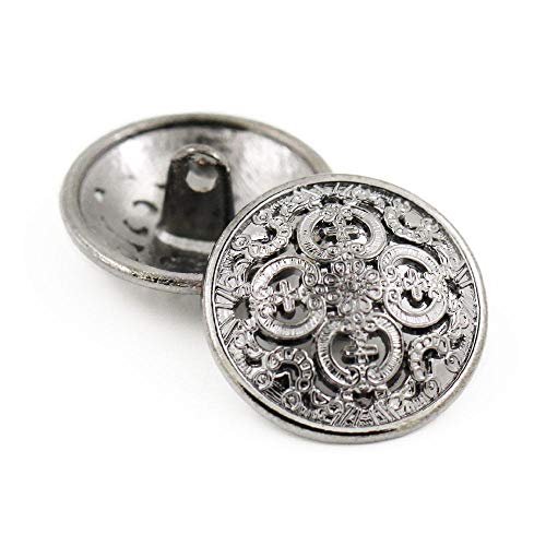 5Pcs Botón de metal para ropa Botones decorativos de oro Botones tallados huecos redondos Costura Scrapbooking Manualidades DIY Blazer Sweaters, astilla, 19 mm