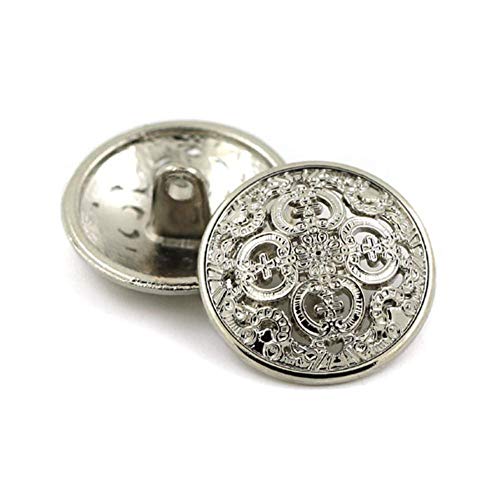 5Pcs Botón de metal para ropa Botones decorativos de oro Botones tallados huecos redondos Costura Scrapbooking Manualidades DIY Blazer Sweaters, astilla, 19 mm