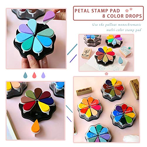 8 colores de punta de pétalo, almohadilla de tinta para manualidades, sello de tinta de dedo para niños, almohadilla de tinta de goma arcoíris para hacer tarjetas (estilo 4)
