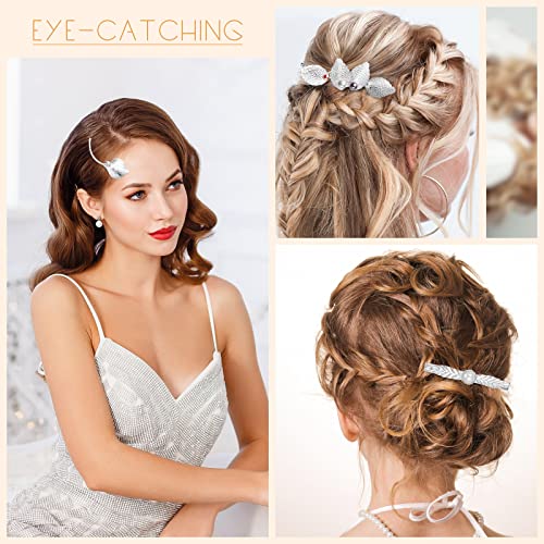 8 Piezas de Horquillas de Pelo de Metal Clips de Pelo Pinzas para Pelo Vintage Adornos Accesorios de Cabello en Forma de Hoja de Color Plateado para Mujer Niña Fiesta Boda