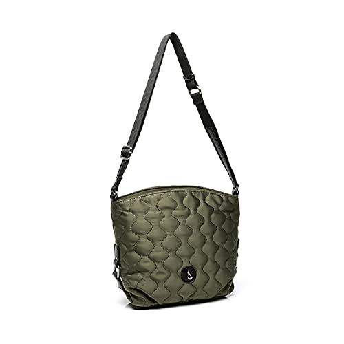 Abbacino bolso bandolera de mujer de nylon y piel en verde