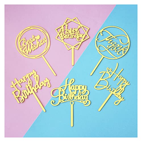 ABZPH De múltiples Fines Paquete de 10 PCS Mini Feliz cumpleaños Acrílico Cake Topper Cumpleaños Decoración de la Torta Decoración De Pasteles (Color : 02 Best Wishes 10PCS)