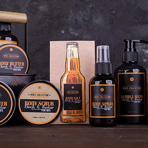 accentra Set De Regalo Para Baño Y Ducha Colección Para Hombre En Cesta De Metal Con Asa De Transporte, Set De Regalo De 7 Piezas Para Hombre/gente, Brown/black
