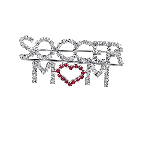 Accesorios Lux Pave fútbol mamá madre rojo corazón de cristal broche Pin