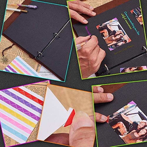 AIOR Álbum de Fotos Para Pegar Album Scrapbooking, DIY Libros de Firmas para Boda Scrapbook de Cuero Vintage Álbum de Recortes Aniversario Valentines Cumpleaños Regalo originales para Mujer Mamá Niña