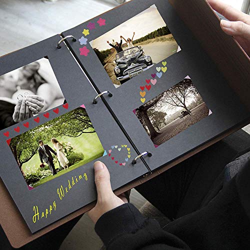 AIOR Álbum de Fotos Para Pegar Album Scrapbooking, DIY Libros de Firmas para Boda Scrapbook de Cuero Vintage Álbum de Recortes Aniversario Valentines Cumpleaños Regalo originales para Mujer Mamá Niña