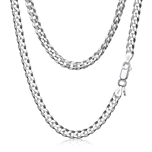 Amberta Cadena Barbada para Hombres en Plata de Ley 925: Anchura 0.47 cm Longitud 50 cm