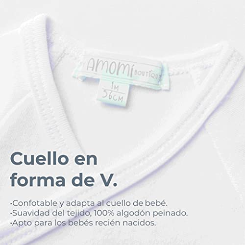 Amomí Body Bebé Cruzado para Recién nacido Manga Corta personalizados I Love❤️mami, I Love❤️papi 1 Mes100% algodón combed (1 Mes, A21045)