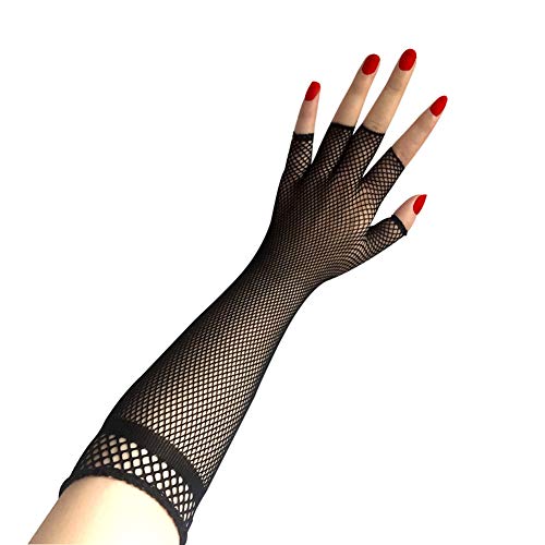 amorar Sexy pescado Red largos guantes Disfraz Accesorio Half de dedos Punk Style novedad Guantes Guantes para fiestas Night Club Ocasiones Especiales boda Guantes, Mujer, Negro , talla única