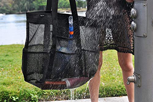 Amycute Bolsa de Malla Grande, Bolsa Plegable de Compras Negro Reutilizables para Almacenamiento Juguetes, para Camping, Compras, Vacaciones Familiares