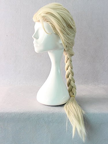 AMYHOME Frozen Cosplay Costume Elsa Peluca de Trenza para Disfraz Halloween Wig para Mujer Chica 40 Pulgada Rubio
