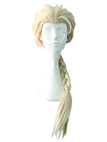 AMYHOME Frozen Cosplay Costume Elsa Peluca de Trenza para Disfraz Halloween Wig para Mujer Chica 40 Pulgada Rubio