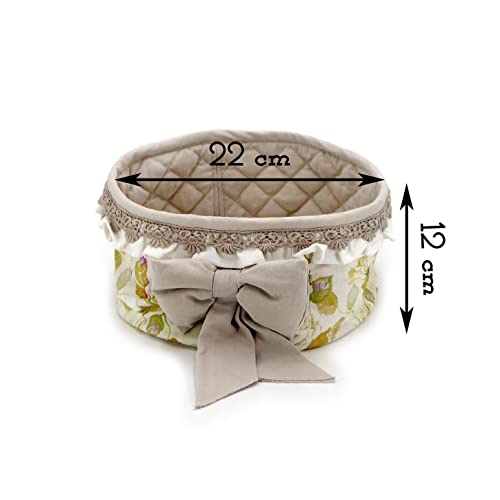 Angelica Home & Country Cesta Panera Stoffa Shabby Chic con lazo, 22 x 12 cm