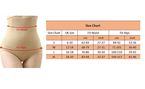 ANGOOL Cintura Alta Braguitas Moldeadora Fajas Reductoras Efecto Vientre Plano para Body Shaper para Mujer (Beige, XL)
