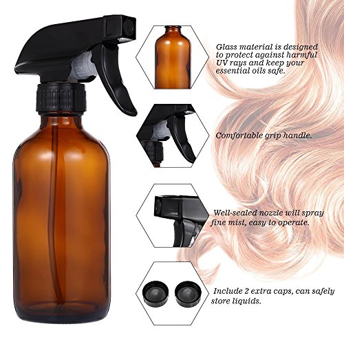 Anself 2pcs Spray Botella vacía Botella de Atomizador de Fine Mist pulverizador de peluquería herramienta de plantación de flores de cristal con 2 tapas 8oz