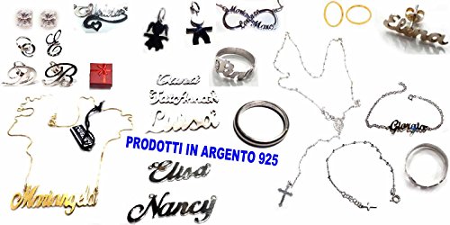 Artesanal Anillo Plata 925 Personalizado Col Tua Letra Inicial Alta 3,5 cm Aprox, Ajustable Letras Disponibles abcdefgilmnoprstuv (Cursiva Inglés Regalo Llavero