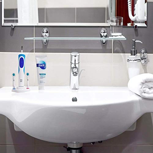 Base Soporte Porta Cepillo de Dientes Eléctrico para Oral B – Incluye 4 Fundas Protectoras de Cabezales Cepillo Dientes para Oral B - Soporte Color Blanco