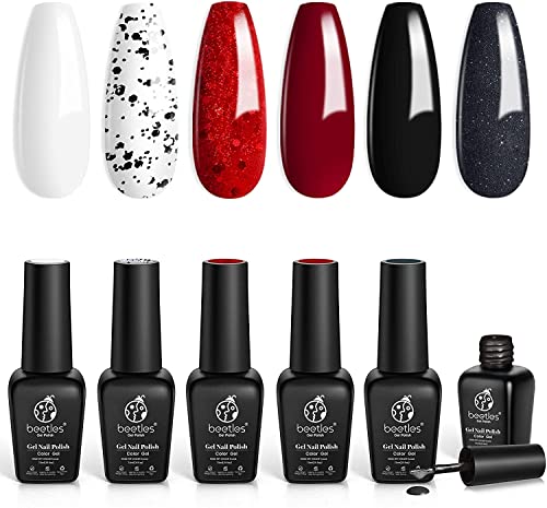 Beetles Esmaltes Semipermanentes de Uñas en Gel, Juego de Gel de Esmalte de Uñas 6 Colores 7.5ml, Seca bajo Lámpara UV/LED Kit Manicura DIY