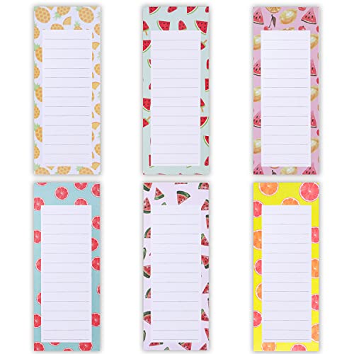 Belle Vous Bloc de Notas Magnético Lista de Quehaceres (Pack de 6) 9,7 x 22,7 cm - Libreta Pequeña - 6X Diseño Frutal Refrigerador Lista Compra, Recordatorios y Menú – Hojas Desprendibles
