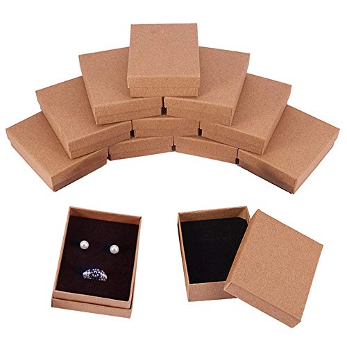 BENECREAT 12 Pack Cajas de Cartón para Collar 9x7x3cm Pequeña Caja de Regalo Rectácula de Pulsera y Pendientes Cumpleaños Boda Festival Día de San Valentín