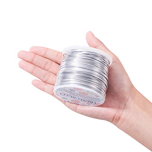 BENECREAT 68m 1.5mm Alambre de Aluminio Hilo Metálico para Fabricación de Artesanías Rebordeado Alambre de Manualidad de Aluminio Calibre 15 Plateado