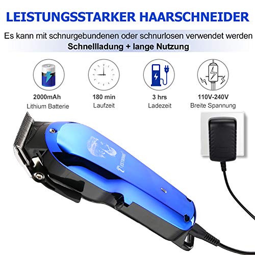 BESTBOMG Cortapelos Profesional Hombre con 8 Peines Guía,5500RPM Recargable Motor Silencioso Cuchilla Cerámica, Máquina Cortar Pelo Inalámbrico Batería 2000mAh, Recortador Pelo Barba Kit Familia