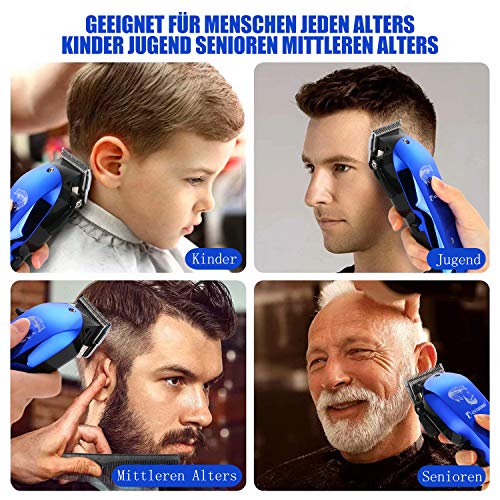 BESTBOMG Cortapelos Profesional Hombre con 8 Peines Guía,5500RPM Recargable Motor Silencioso Cuchilla Cerámica, Máquina Cortar Pelo Inalámbrico Batería 2000mAh, Recortador Pelo Barba Kit Familia