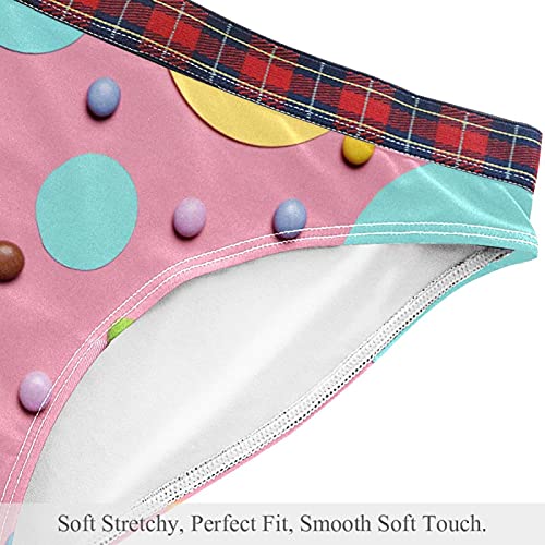 Bikini Panty Hipster Bragas Mujer Bragas Señoras Ropa Interior Amarillo Circular Marcos con Coloridos Caramelos Stretch S, multicolor, L