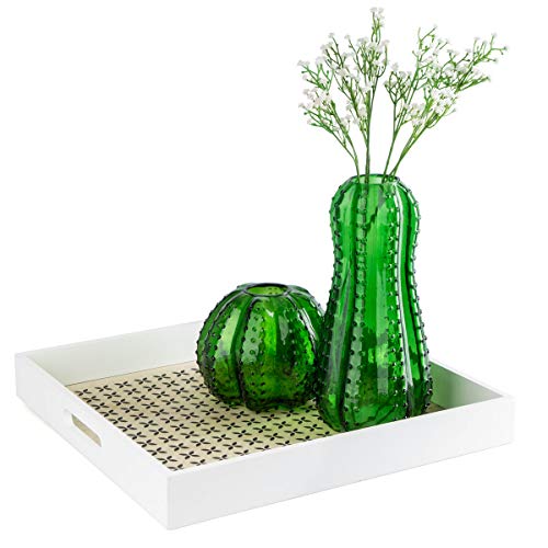 Black Velvet Studio Jarrón Atacama, Cristal, Color Verde, Forma de Cactus, 27x14x14 cm.