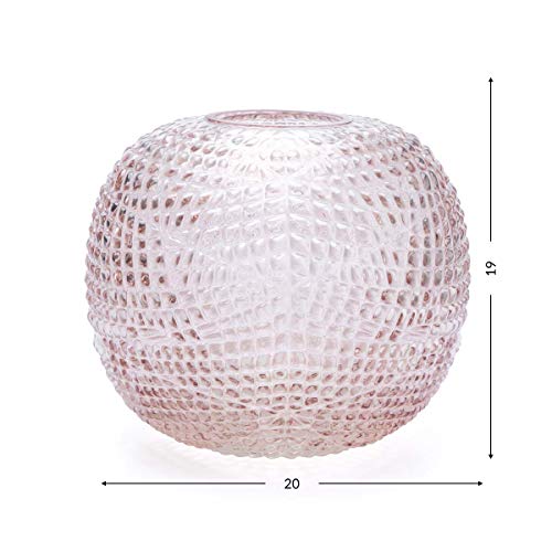 Black Velvet Studio Jarrón de Cristal Craquelé, 19 cm de Altura, de Color Rosa Claro, Textura orgánica, Forma de Bola.