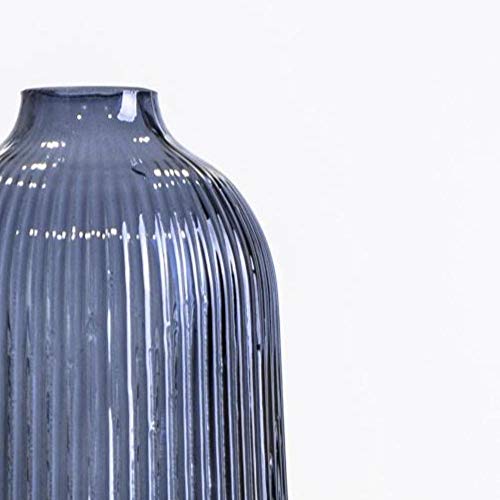 Black Velvet Studio Jarrón Decorativo y Moderno de Cristal Eucaliptus, florero, Color Azul, 16 cm de Alto x 8 cm de diámetro