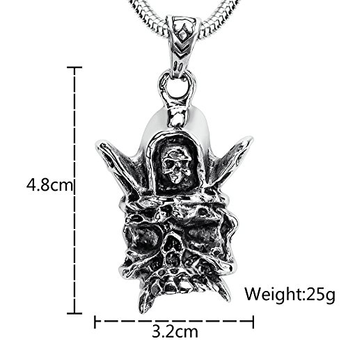 Blisfille Gargantillas Hippies Collar Oro Hip Hop,Cabeza de Fantasma Corona Colgantes Mujer Acero Collar de Negro Plata
