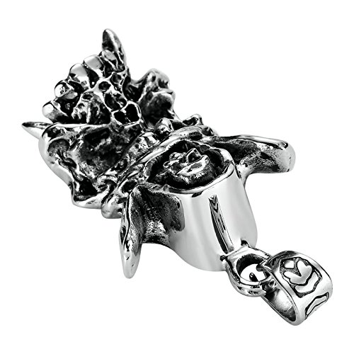 Blisfille Gargantillas Hippies Collar Oro Hip Hop,Cabeza de Fantasma Corona Colgantes Mujer Acero Collar de Negro Plata