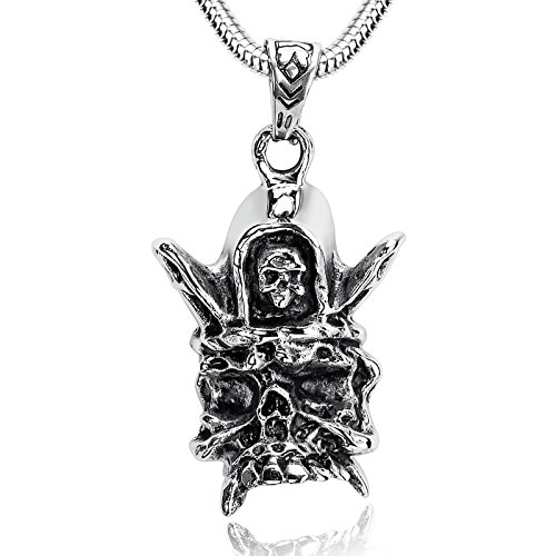 Blisfille Gargantillas Hippies Collar Oro Hip Hop,Cabeza de Fantasma Corona Colgantes Mujer Acero Collar de Negro Plata